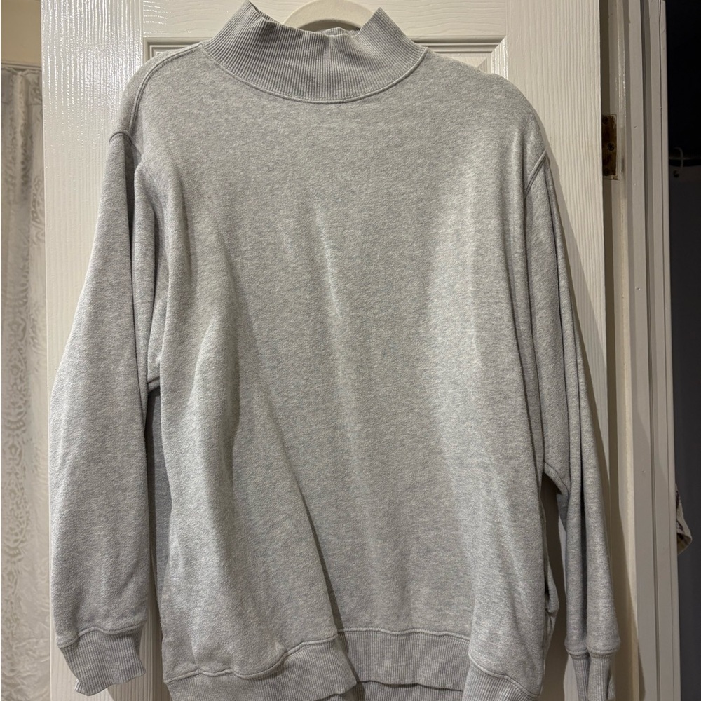 Aerie Light Gray Mock/Cowl Neck Sweater Sweatshirt Oversized